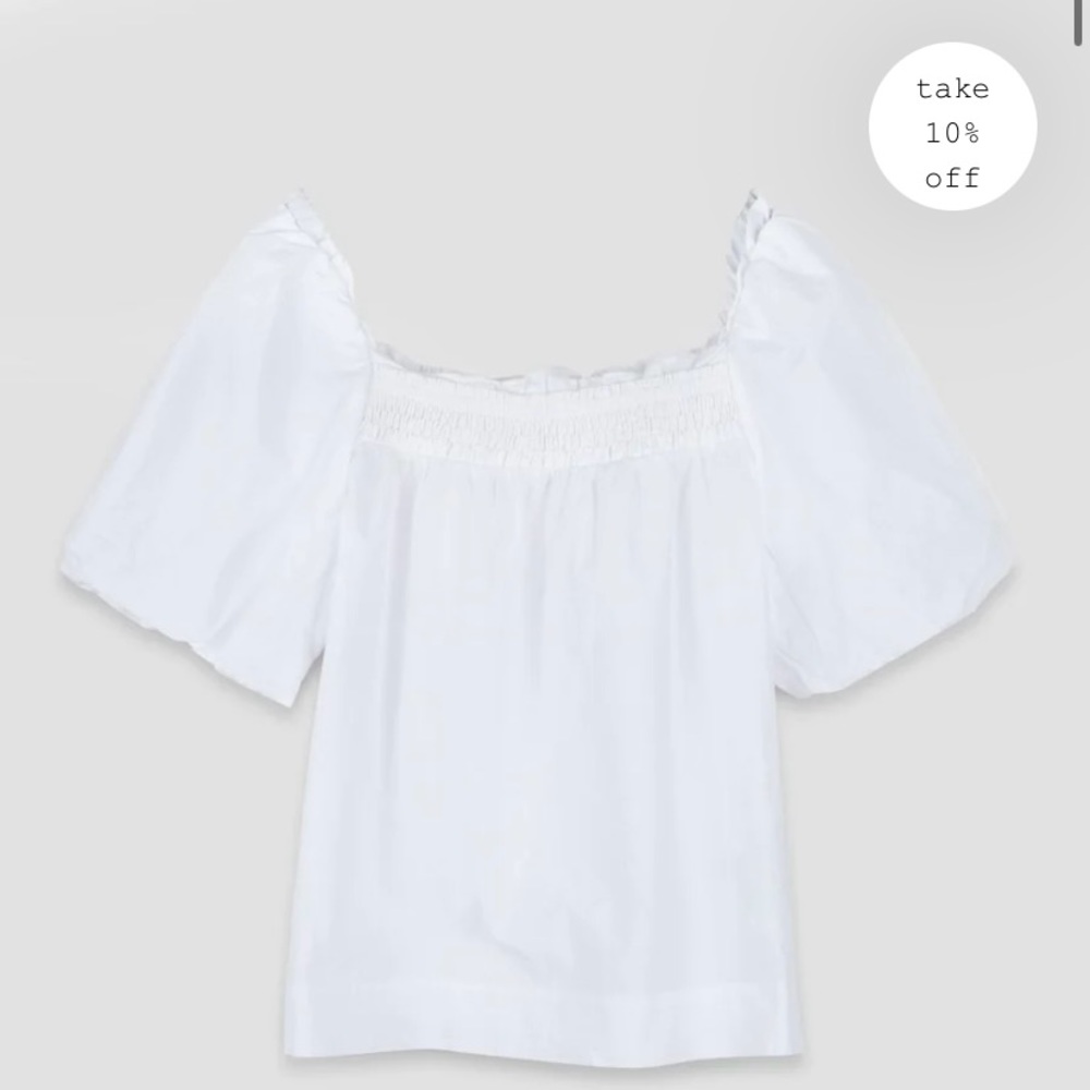 NWT Unsubscribed white puff sleeve top.